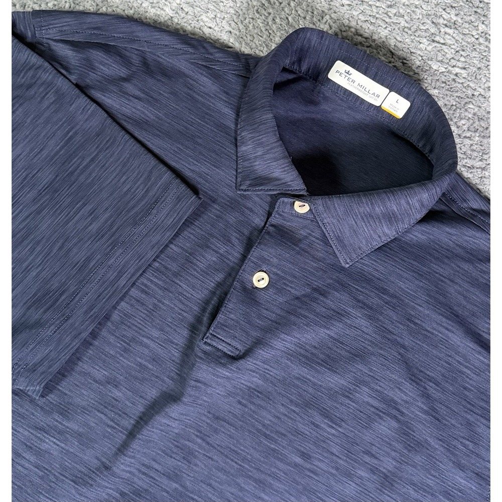 Peter Millar Polo Shirt Mens Large Blue Featherweight Golf UPF 50 Performance